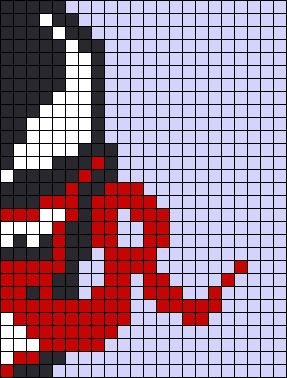 Alpha pattern #167998 | BraceletBook Venom Alpha Pattern, Spiderman Alpha Pattern, Spiderman Pixel Art, Grid Patterns, Graph Paper Drawings, Graph Crochet, Pixel Drawing, Pixel Art Grid, Graph Paper Art