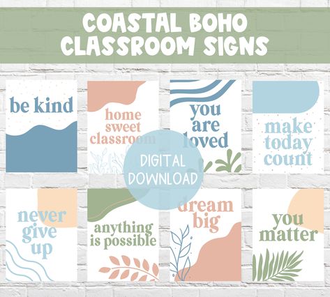 Coastal Classroom, Inspirational Classroom Quotes, Ocean Classroom Decor, Nautical Classroom Theme, Motivational Signs, Classroom Motivational Posters, Beach Theme Classroom, Boho Ocean, Nautical Classroom