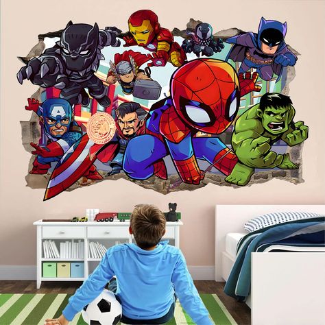 PRICES MAY VARY. Transform your boys' bedroom into a superhero paradise with our vibrant superhero wall decals. Effortlessly apply and reposition our removable wall stickers, making decorating a breeze. Crafted from high-quality vinyl, our superhero wall decals are long-lasting and leave no residue when disassembled. Inspire your kids' imagination with our superhero wall decor, creating an immersive and personalized space. From bedrooms to bathrooms, our superhero-themed decals and decor are per Superhero Wall Stickers, Superhero Wall Decor, Superhero Wall Decals, Boys Wall Stickers, Superhero Spiderman, Removable Vinyl Wall Decals, Superhero Wall, Superhero Room, Avengers Superheroes