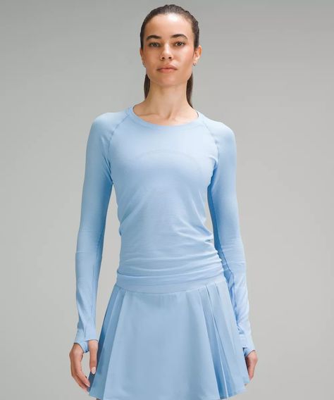 Swiftly Tech Long-Sleeve Shirt 2.0 *Waist Length | lululemon SG Lulu Lemon Swiftly Tech, Blue Lululemon, Jumper Short, Lululemon Swiftly Tech, Lululemon Swiftly, Swiftly Tech, Back Women, Womens Long Sleeve Shirts, Waist Length