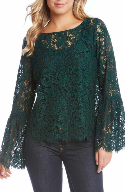 Soiree Blouses, Winter Outfit Casual, Summer Outfit Accessories, Ladies Blouses, Outfits Juvenil, Fashion Work Outfit, Lace Bell Sleeve Top, Winter Outfits For Girls, Winter Outfit Inspiration