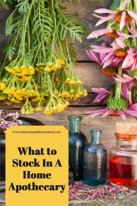 Having a home apothecary full of medicinal herbs, tinctures and infusions of all kinds is many a homesteader’s dream! In fact, as far as goals and dreams go, it’s up there with having a pantry brimming with jars of home-canned food! But for most homesteaders, herbal medicine and building a home apothecary tend to come later in the game, and it can be a bit confusing knowing just what you need to get started (and what you should be adding and stocking up on as you go). Apothecary Pantry, Home Apothecary, Hearth Stone, Medicine Kit, Kitchen Witch Recipes, Home Medicine, Herb Jar, Medical Herbs, Building A Home