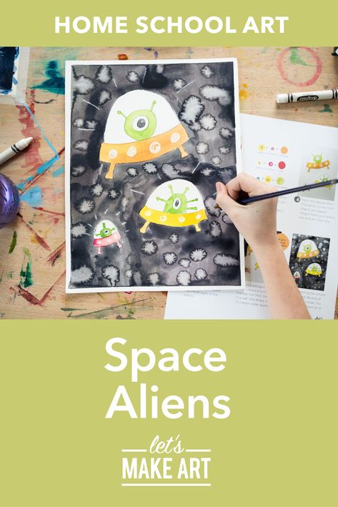 They may not be from the X-Files but these cute little aliens provide a great drawing lesson for kids on how to use simple shapes to bring their aliens to life. Alien Art Project, Scribbles Art, Aliens Art, Kid Friendly Art, Watercolor Painting Tutorial, Alien Crafts, Dandelion Painting, Let's Make Art, Watercolor Art Diy