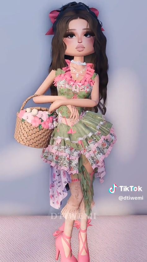 Dti Outfits Ideas Theme Spring, Dti Theme Florals, Dti Theme Spring, Dti Florals Outfit Idea, Dress To Impress Theme Florals, Florals Dti Outfit, Dti Spring Break Outfit Ideas, Spring Dress To Impress Outfit, Dress To Impress Spring Theme