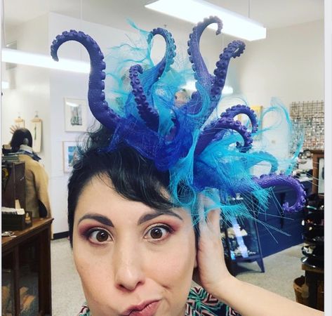 Chef Bizzaro Fish Headpiece, Octopus Headpiece, Seahorse Headpiece, Octopus Fascinator, Sea Headdress, Surrealist Headpiece, Octopus Mermaid, Headpiece Art, Octopus Hat