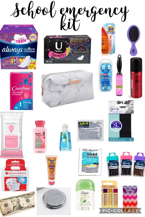 This is for girls NOT BOYS tell me if a boy does try this How To Organise Your School Bag, What To Carry In Your School Bag, Back To School Starter Pack, Things To Carry In Your Bag, Emergency Pouch For School, It Girl School Supplies, University Essentials School Supplies, Back To University Supplies, Period Pouch Ideas