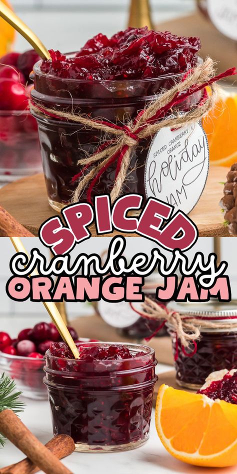 Festive cranberry jam with orange Cranberry Orange Jam Recipe, Cranberry Orange Jam, Orange Jam Recipes, Strawberry Jalapeno Jam, Jam Gift, Jams And Jellies, Orange Jam, Christmas Jam, Cranberry Jam