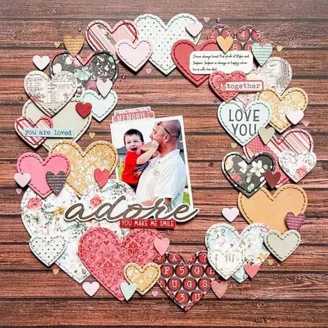 12 Valentine’s Day Scrapbook Layout Ideas – Scrap Booking Scrapbook Last Page Ideas, Scrapbook Layout Using Scraps, Double Scrapbook Page Layouts, Love Scrapbook Layouts, May Scrapbook Ideas, Scrap Pages Ideas, Scrapbooking Pages Layouts, Scrapbook Ideas For Kids, Baby Scrapbook Ideas