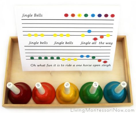 Free Bell Printables and Montessori-Inspired Bell Activities - Living Montessori Now Hand Bell Songs, Jingle Bells Song, Christmas Music For Kids, Hand Bell Music, Kids Xylophone, Montessori Music, Teaching Sound, Preschool Music Activities, Theme Carnaval