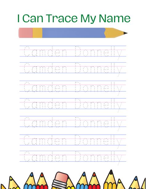 Downloadable, editable name tracing worksheet. Have your little one practicing at home! $1 My Name Worksheet Free Printables, Name Tracing Practice Free Printable, Water Activities Preschool, Halloween Worksheets Kindergarten, Name Maker, Kindergarten Names, Name Tracing Worksheets, Balancing Equations, Kindergarten Math Games