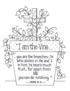 John 15:5...I AM the VINE Vine Clipart, Religion Activities, John 15 5, Sunday School Classroom, True Vine, Scripture Coloring, Sunday School Kids, Bible Journaling Ideas Drawings, Bible Doodling