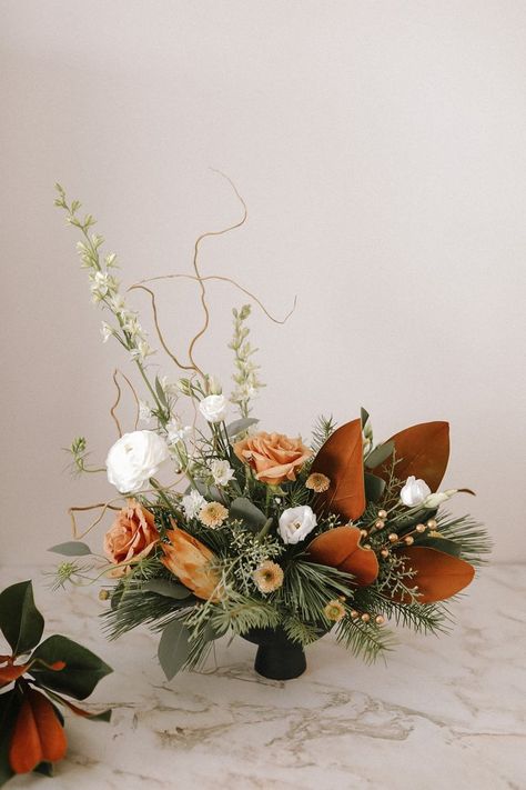 Thanksgiving Floral, Curly Willow, Fall Arrangements, Florist Shop, White Magnolia, Rose Arrangements, Holiday Flower, Holiday Floral, Sympathy Flowers