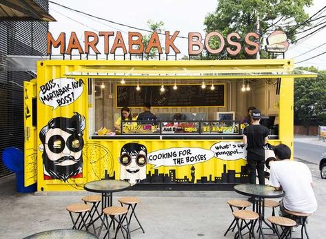 Burger Kiosk, Burger Kiosk Design, Fast Food Kiosk Design Ideas, Street Food Kiosk, Container Kiosk Design, Shipping Container Restaurant, Container Coffee Shop, Food Stall Design, Gerobak Dorong