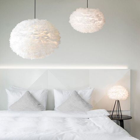 Look forward to a fresh, re-energized year with Benjamin Moore’s 2016 color trend – Simply White. We have rounded up our favorite lights for this trend #ontheblog ylighitng.com/blog Feather Light Shade, Feather Lamp, Tripod Table Lamp, Suspension Design, Luminaire Design, White Table Lamp, Feather Light, Globe Lights, Bedroom Lighting