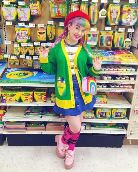 Kidcore Style, Kidcore Outfit, Kidcore Fashion, Carnival Clown, Clown Core, Clown Girl, Girl Punk, Doll Party, Rainbow Aesthetic