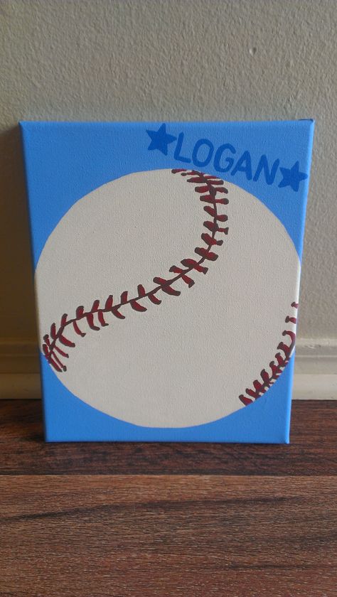 Baseball Kids Canvas - 8x10 Baseball Canvas Painting Diy, Baseball Painting Easy, Baseball Painting On Canvas, Baseball Painting, Baby Room Paintings, Baseball Kids, Baseball Canvas, Leg Painting, Sports Painting