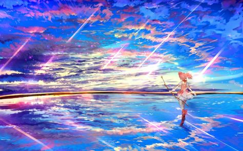 Beautiful Scenery Wallpaper, Kyoko Sakura, Wallpapers For Mobile Phones, Animated Wallpapers For Mobile, Mahō Shōjo, Puella Magi Madoka Magica, Madoka Magica, 판타지 아트, Anime Scenery Wallpaper