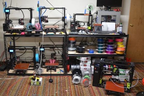 3d Printer Storage, 3d Printer Room, Printer Stand Ideas, Garage Workbench Ideas, Make 3d Printer, Workspace Setup, Workbench Plan, Printer Storage, Garage Workbench Plans