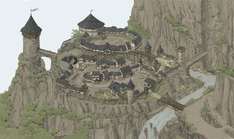 ArtStation - Mountain Village, JiWon So Mountain Town Fantasy Art, Castle Village, Fantasy City Map, Medieval House, Village Map, Fantasy Village, Fantasy Town, Fantasy World Map, Medieval Houses