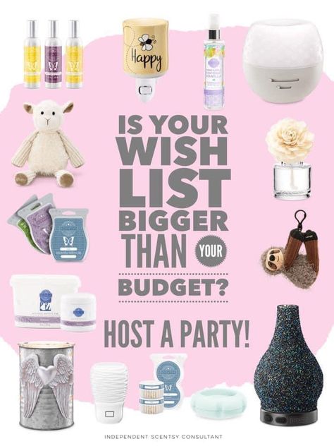 Earn Host Rewards — free and half-price products — as soon as your party hits $200 in sales. The bigger the party, the bigger your rewards! Scentsy Wishlist, Host A Scentsy Party, Scentsy Pictures, Scentsy Flyers, Scentsy Facebook Party, Scentsy Host, Scentsy Marketing, Scentsy Consultant Ideas, Scentsy Business