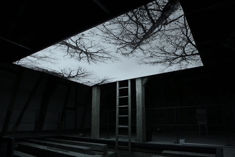 Youki Hirakawa - Vanished Tree - Barn / 2013.  Video Installation / 1 Projection and 1 Monitor / Silent / Full HD / 10min Loop. Akademie Schloss Solitude, Stuttgart Conception Scénique, Projection Installation, Set Design Theatre, Theatre Design, Projection Mapping, Interactive Art, Exhibition Display, Empty Room, Scene Design