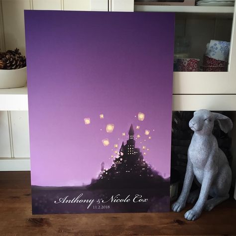 Gorgeous Invites on Instagram: “For a different sort of guest book ✨ inspired by tangled 💕 all ready to be covered by guests with thumbprint gold lanterns 😍 #guestbook…” Tangled Painting, Tangled Lanterns, Tangled Wedding, Gold Lanterns, Guest Signing, Disney Wedding, Wedding Guest Book, Tangled, Guest Book