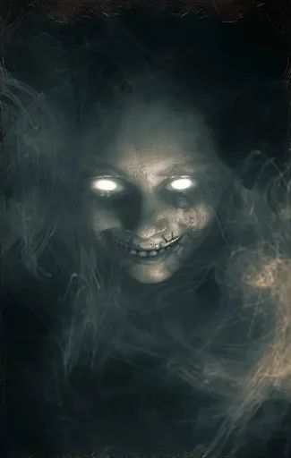 ↑↑↑ Larger size on website 🔸 A close-up of a ghostly figure's face. Its eyes glow white and a sinister smile is visible through t 🔸 From Midjourney AI Image Sinister Smile, Scary Eyes, Halloween Decor, Glow In The Dark, Circus, The Darkest, Halloween Decorations, Close Up, Ghost