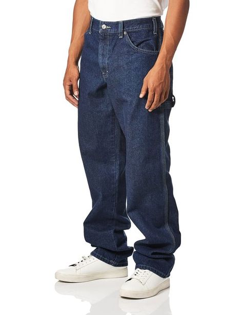 PRICES MAY VARY. 100% Cotton Imported Hook and Eye closure Machine Wash Relaxed work jean with traditional carpenter-style pockets and logo patch at back pockets Triple stitched seams Heavy-duty brass zipper Dickie Jeans, Dickies Workwear, Work Jeans, Dickies Pants, Carpenter Jeans, Work Wear Women, Work Shirts, Baggy Jeans, Indigo Blue