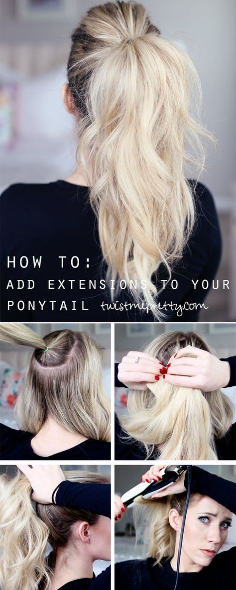 How to: Add Extensions to your ponytail | Twist Me Pretty Ballet Hair, Oscar Hairstyles, Curls With Straightener, Donut Bun, Twist Ponytail, Bun Maker, Hair Extentions, Hair Ponytail, Sleek Ponytail