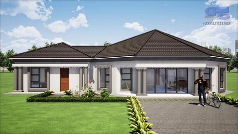 Rondavel House Designs, Single Storey House, Tuscan House Plans, Round House Plans, Single Storey House Plans, House Plans South Africa, House Plans For Sale, Bungalow Style House, African House