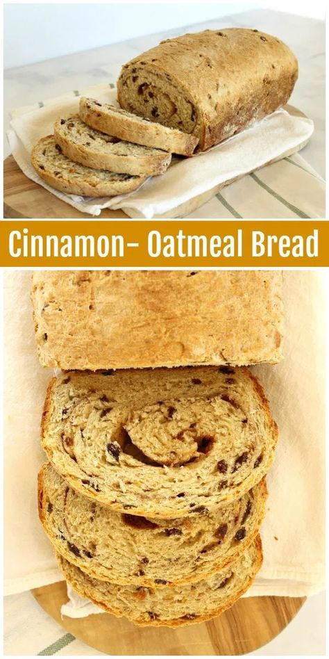 Cinnamon Oatmeal Bread recipe from RecipeGirl.com #cinnamon #oatmeal #bread #recipe #RecipeGirl Cinnamon Oat Bread, Cinnamon Oatmeal Bread, Pizza Dough Rolls, Different Breads, Oatmeal Bread Recipe, Bread Pudding Easy, Danish Dough, Date Squares, Yummy Bread