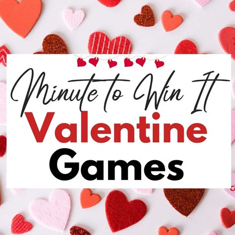 Minute to Win It Valentine's Day games for a party for kids or adults Adult Valentines Games, Minute To Win It Valentine Games, Valentine’s Day Games For Adults, Games For A Party, Valentine's Day Game, Valentine Party Game, Pta Ideas, Adult Valentines, Event Games