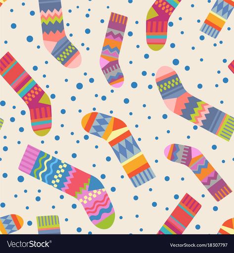 Stocking Wallpaper, Socks Illustration, Christmas Seamless Pattern, Christmas Stocking Pattern, Stocking Pattern, Simple Illustration, Cute Socks, Patterned Socks, Pattern Vector