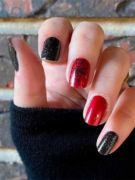 Color Street Halloween Combos, Color Street Mixed Mani Ideas, Mixed Mani Ideas, Color Street Halloween, Black And Purple Nails, Halloween Nail Colors, Color Street Mixed Mani, Candy Corn Nails, Web Of Lies