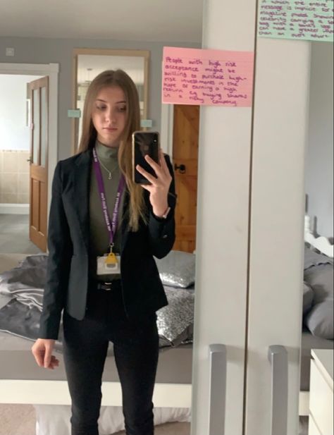 Black Trousers And Blazer Outfit, Formal Outfits For Women Blazer, Formal Black Blazer Outfits For Women, Formals For College Women, Formal Outfits For Women With Blazer, School Outfits Sixth Form Modest, Blazer College Outfit, College Blazer Outfit, Smart Business Outfits Women