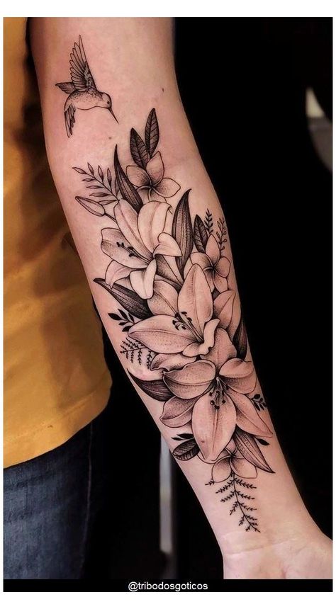 Small Tattoos Arm, Tattoo Ideas Female Sleeve, Lillies Tattoo, Female Sleeve, Forarm Tattoos, Cool Forearm Tattoos, Cat Tattoos, Floral Tattoo Sleeve, Forearm Tattoo Women