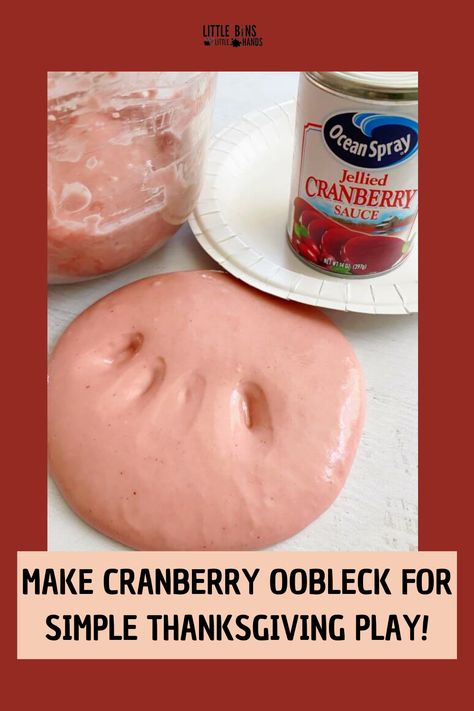 Whip up a thanksgiving themed oobleck recipe for quick science all season long. Whether you hate it or love it, you can use this traditional berry for a number of fun Thanksgiving science activities. This season, set up a STEMs-Giving for a great Thanksgiving lesson plan, including this easy cranberry oobleck. Thanksgiving Crafts And Activities For Preschool, Thanksgiving Week Lesson Plans Preschool, November Preschool Lesson Plan Ideas, Thanksgiving Feast For Kindergarten, Feast For 10 Preschool Activities, November School Age Activities, Daycare Thanksgiving Activities, November Lessons For Preschool, Reggio Emilia Thanksgiving Activities