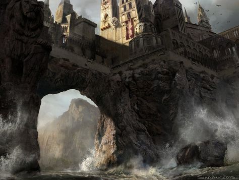 Castely Rock re Design by sarichev on DeviantArt Lannister Aesthetic, Casterly Rock, Asoiaf Art, Game Of Thrones Art, Fantasy City, Matte Painting, A Castle, 판타지 아트, Environment Concept Art