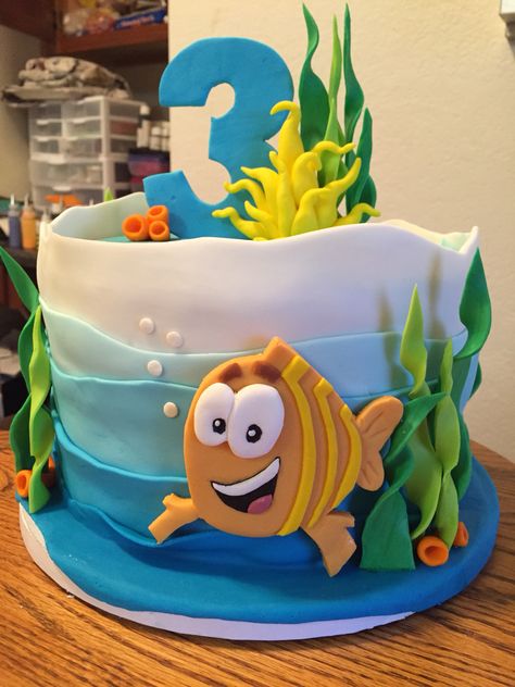 #Bubble #Guppies #Cake for three year old boy. | Courtney's Confections | @courtneysconfectionsok on Instagram #courtneysconfections #bubbleguppies Cake For Boys Birthday Kids, Cake For Boys Birthday, Bubble Guppies Birthday Cake, Birthday Cake For Boys, Bubble Guppies Cake, Nemo Cake, Bubble Guppies Birthday Party, Bubble Guppies Party, Ocean Cakes