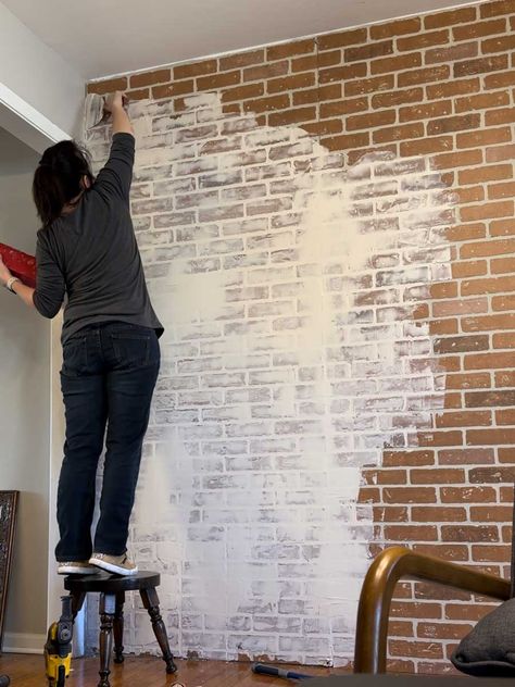 Brick Wall Panels: How to Make an Accent Wall - The Shady Gal Faux Grey Brick Wall, White Brick Accent Wall Bedroom, Brick Paneling Ideas Accent Walls, Brick Paneling Ideas, Brick Accent Wall Bedroom, White Brick Accent Wall, Easy Accent Wall Ideas, Grey Brick Wall, Faux Brick Wall Panels