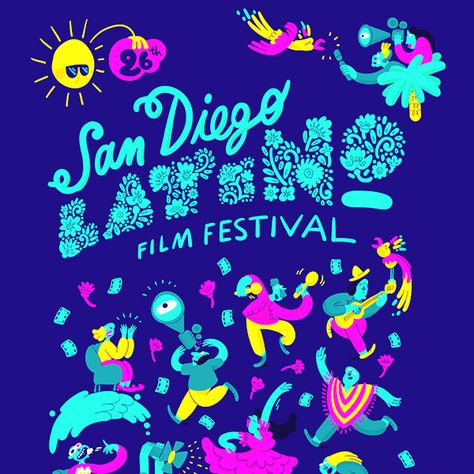 27th San Diego Latino Film Festival Poster Competition Latino Design, Poster Design Competition, Art Festival Poster, Food Festival Poster, Film Festival Poster, Poster Competition, Poster Sport, Festival Logo, Festival Inspo