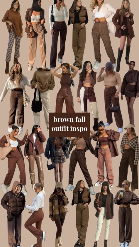 fall fashion inspo🤎 #shuffles #aestheticfashion #aestheticfall #brownaesthetic #brownmonochrome #fashion2022 #moodboard Brown Neutral Outfit Women, Accessories For Brown Outfit, Zoo Date Outfit Winter, How To Dress Brown Pants, Colours That Go With Brown Clothes, What Matches With Brown, Brown Courdory Jeans Outfits, Fall Fits Aesthetic 2024, How To Wear Brown Pants