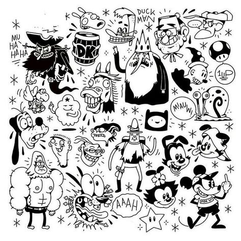 16 Tattoo, Cartoon Character Tattoos, Tattoo Inspiration Men, Graffiti Doodles, Flash Tattoo Designs, Tattoo Stencil Outline, Dark Art Tattoo, Small Hand Tattoos, Tattoo Design Book