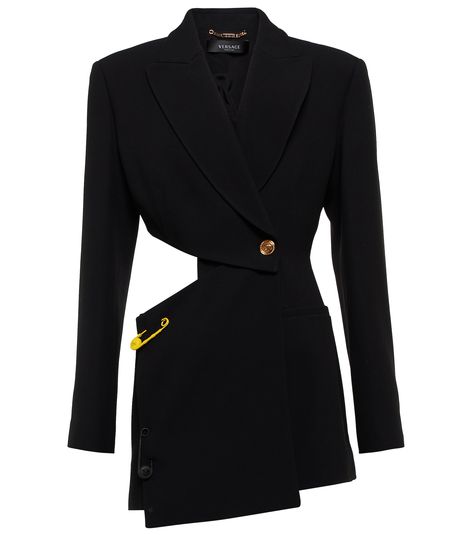 Versace - Safety Pin cutout blazer | Mytheresa Versace Safety Pin, Cutout Blazer, Versace Blazer, Versace Women, Versace Bag, Gold Blazer, Versace Style, Blazer Women, Versace Outfit