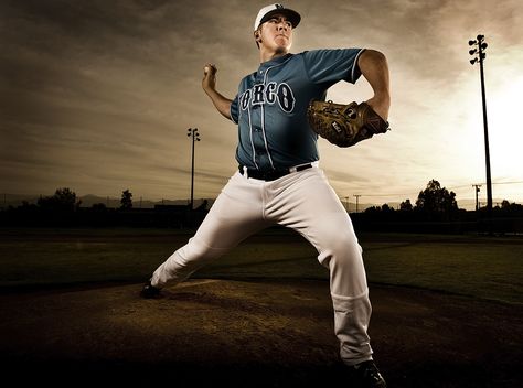 Senior Portrait / Photo / Picture Idea - Boys - Baseball - Pitcher Baseball Portraits, Action Portrait, Baseball Senior Pictures, Sports Poses, Senior Pictures Boy Poses, Baseball Pics, Sports Portraits, Baseball Photography, Sports Pics