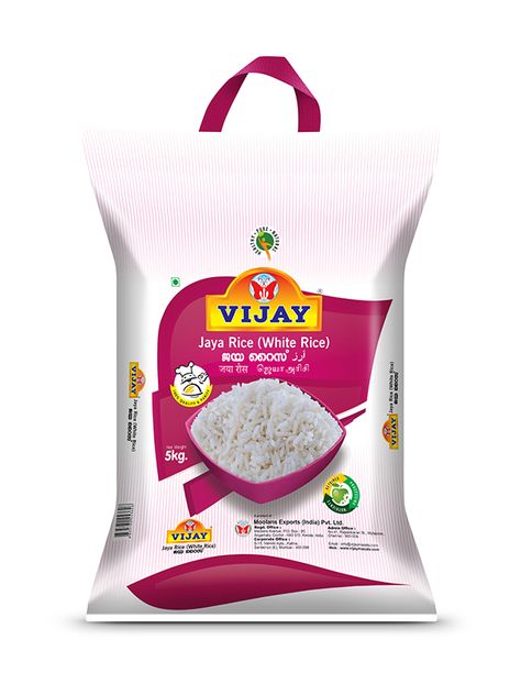 Vijay jaya white rice Rice Packaging Design, Sugar Packaging, Rice Packaging, Packaging Template Design, Rice Bag, Pouch Design, Design Studio Logo, Color Design Inspiration, Packing Ideas