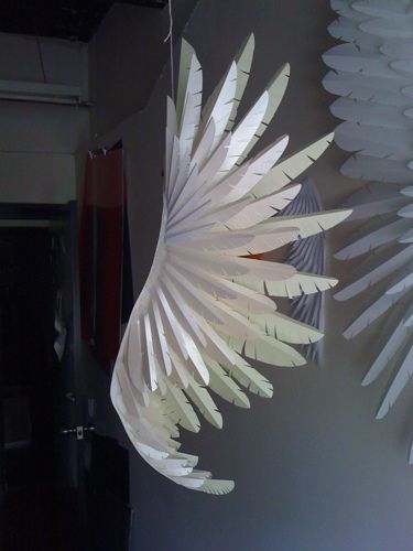 Wing_For_Them by paperform, via Flickr Diy Wings, Origami Lamp, Paper Wings, Paper Feathers, Folding Origami, Bird Wings, Cosplay Tutorial, Paper Sculpture, Paper Craft