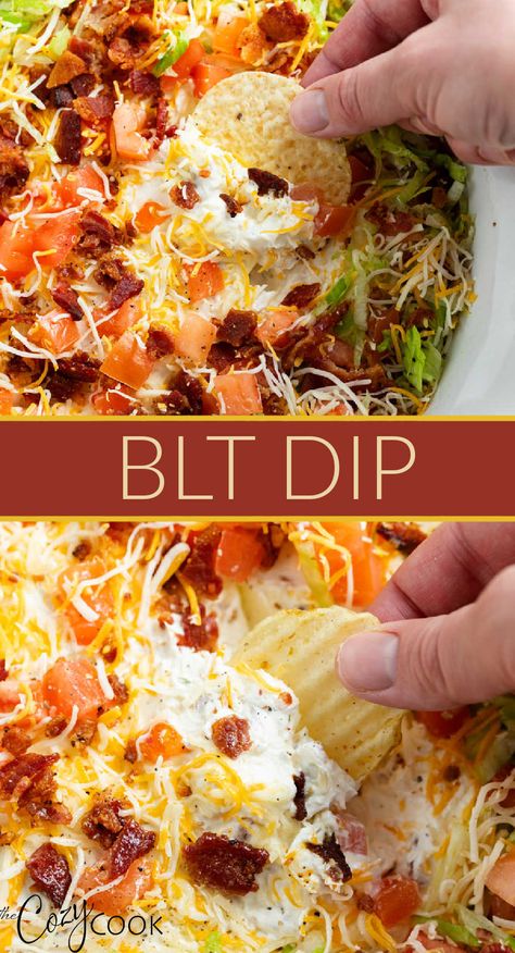 blt dip with bacon and cheese and sour cream Easy Finger Food, Blt Dip, Best Dip Recipes, Best Appetizer, Delicious Dips Recipes, Appetizers Easy Finger Food, Best Appetizer Recipes, Finger Foods Easy, Dip Recipes Easy