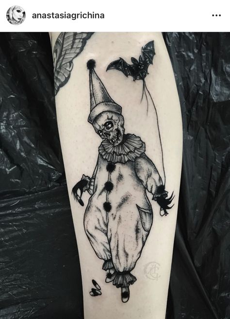 Creepy Tattoo Sleeve Ideas, Creepy Forarm Tattoos, Cute And Creepy Tattoo Ideas, Creepy Tattoo Sleeve, Tattoo Ideas Scary, Creepy Clown Tattoo, Goth Matching Tattoos, Scary Tattoo Ideas, Gore Tattoo