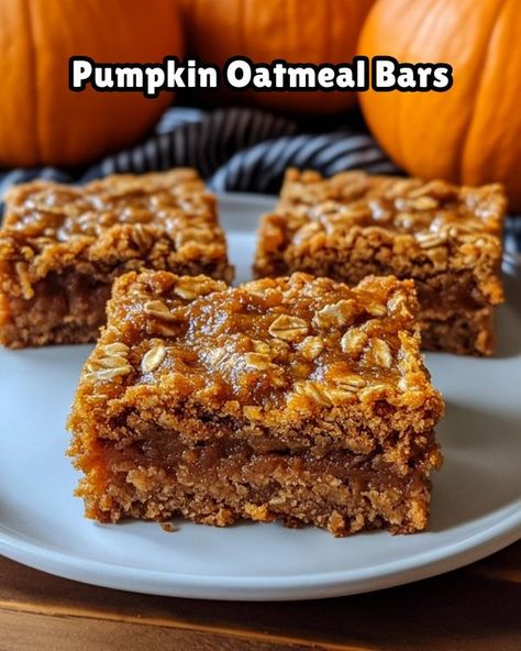 Pumpkin Oatmeal Bars, Oat Bars Healthy, Chewy Bars, Oatmeal Cookie Bars, Pumpkin Oatmeal Cookies, Pumpkin Oats, Recipes Pumpkin, Wholesome Snacks, Fall Snacks